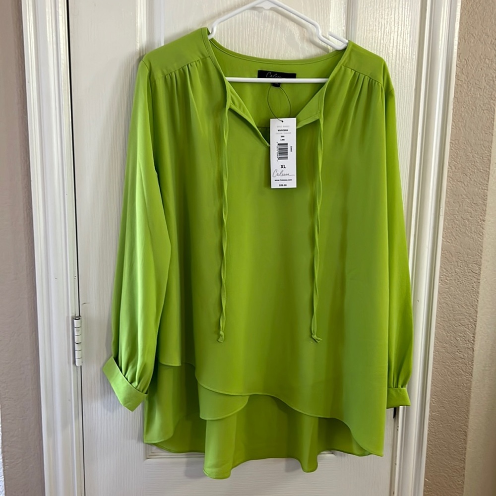 Lime green tunic blouse